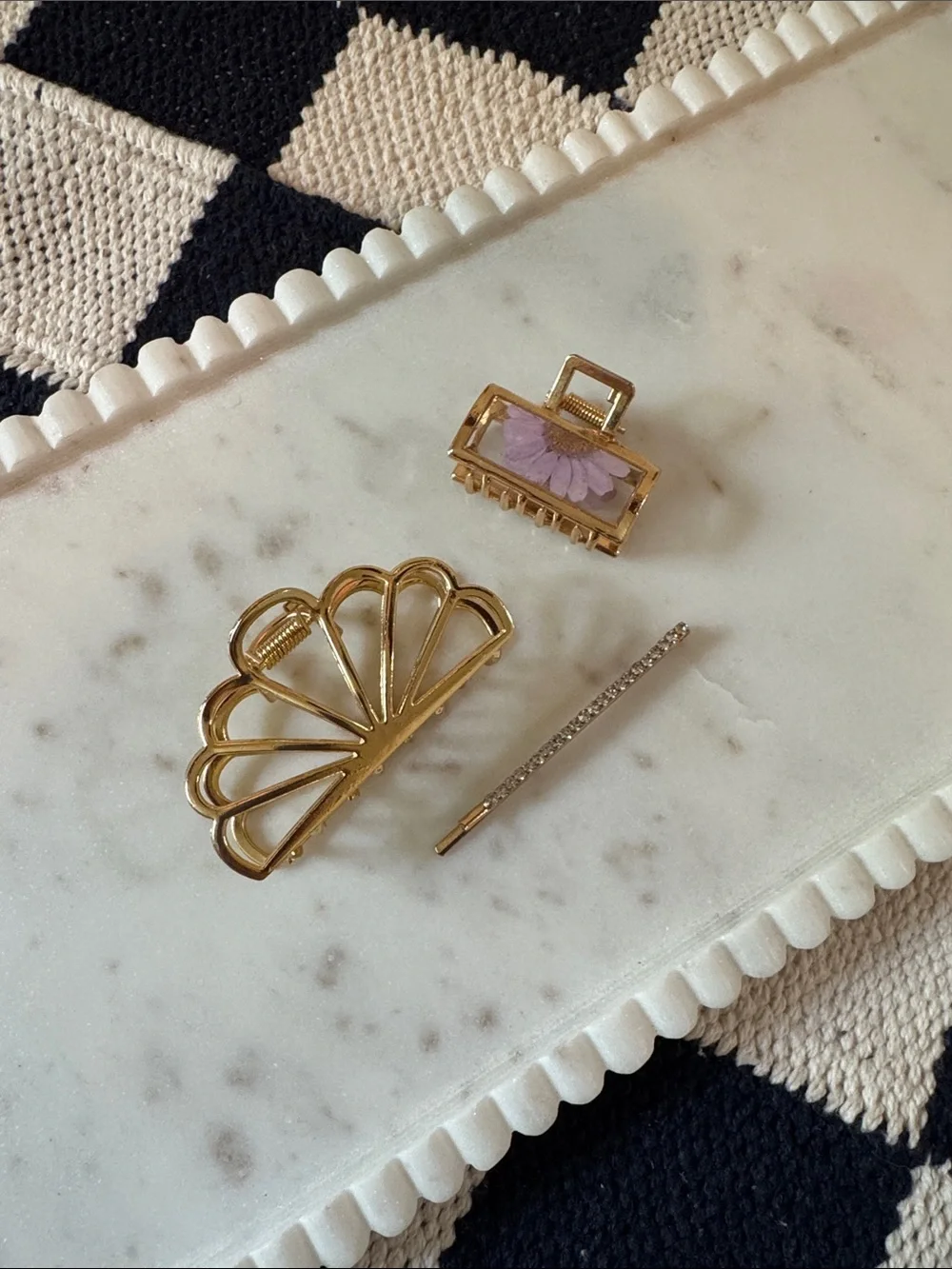Gold Hair Clip Set with Rhinestone Bobby Pin